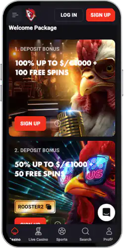 Roosterbet Casino open the bonus section